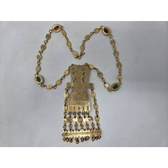 ACCESSOCRAFT NYC VINTAGE COUTURE ETRUSCAN BYZANTINE GOLD STATEMENT NECKLACE - Picture 8 of 9